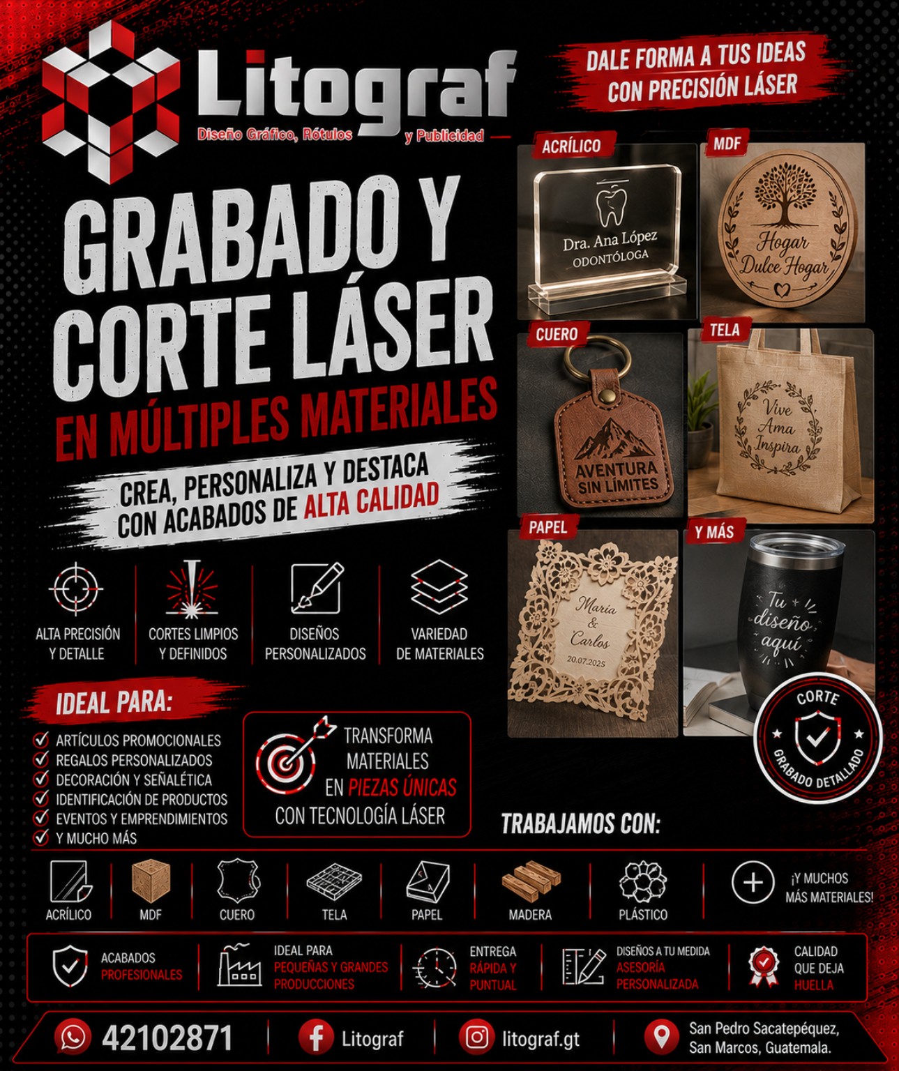 Corte y grabado láser en varios materiales